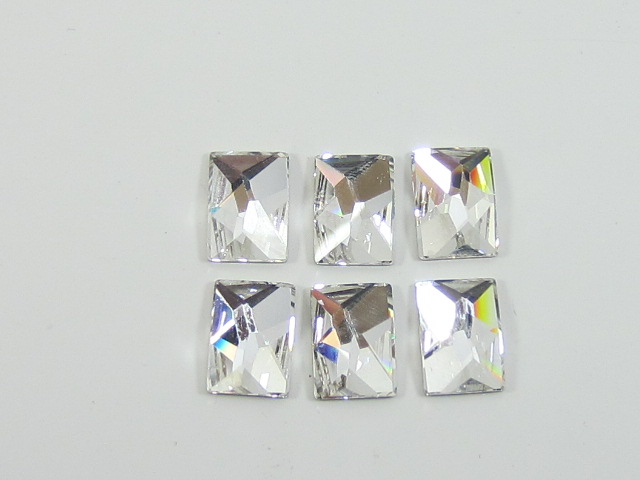 6 Pcs RECTANGLE 10x8mm CRYSTAL FLATBACK STAR BRIGHT Rhinestones